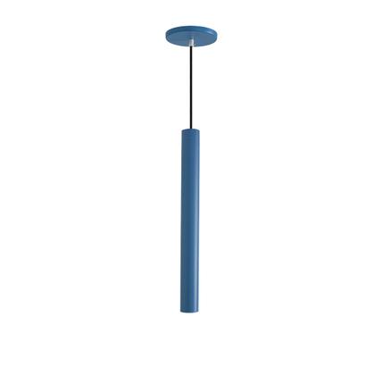 Imagem de Kit 2 Pendente Luminária Tubo Azul 30 Cm + Lâmpada LED Branco Quente