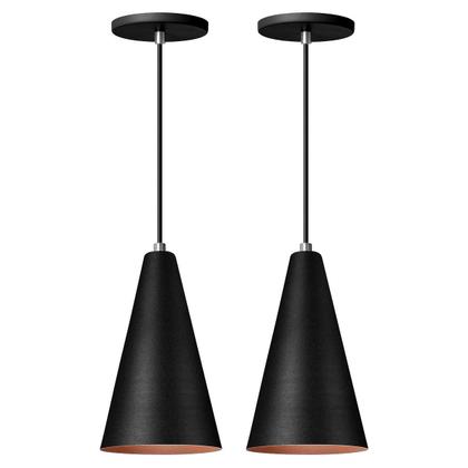 Imagem de Kit 2 Pendente Lustre Luminária Cone Preto