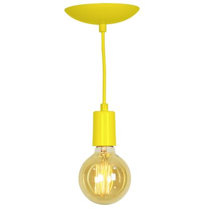 Imagem de Kit 2 Pendente Tubo Cilindro Alumínio Amarelo Com Lampada