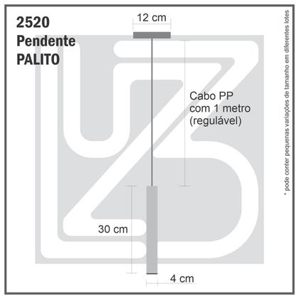 Imagem de Kit 2 Pendente Tubo Palito Moderno 30cm - Preto