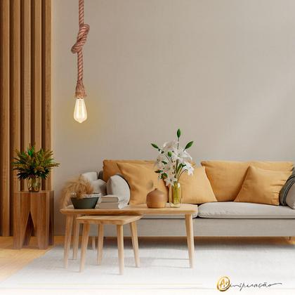 Imagem de Kit 2 Pendentes Corda De 1,5m Cru Bivolt 1XE27