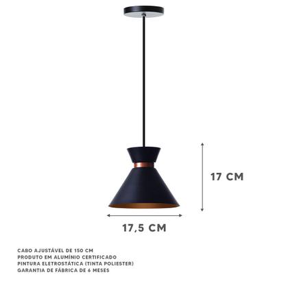 Imagem de Kit 2 Pendentes Dubai Preto Com Cobre Alumínio Decorações