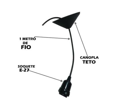 Imagem de Kit 2 Pendentes Luminarias De Teto Oriental De Madeira Preto Com Fiação Completa