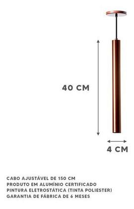 Imagem de Kit 2 Pendentes Tubo Cilindro Alumínio 40cm