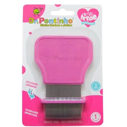 Imagem de Kit 2 Pente Fino Inox Rosa Piolhos e Lêndeas - Dr. Pentinho