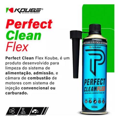 Imagem de Kit 2 Perfect Clean Flex Koube Via Tanque Gasolina Etanol 500ml Limpeza Sistema Combustível