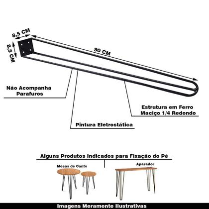 Imagem de Kit 2 Pés de Metal 90 CM Hairpin Legs Aparador e Mesa de Canto Preto G41