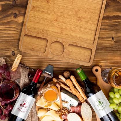 Imagem de Kit 2 Petisqueiras Bambu Mdf Gamela Bandeja Tábua Petiscos