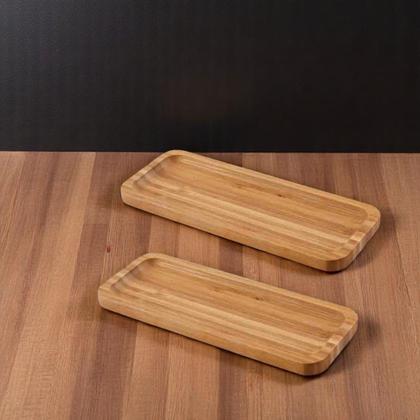 Imagem de Kit 2 Petisqueiras de Bambu Retangular Wellmix - 26 x 10 cm