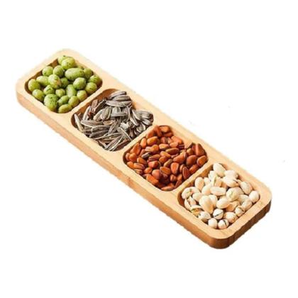 Imagem de Kit 2 Petisqueiras Retangular C/ 4 Divisórias Bambu 33x10cm