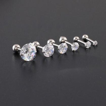 Imagem de Kit 2 Piercing Tragus Cartilagem Ponto De Luz Zirconia