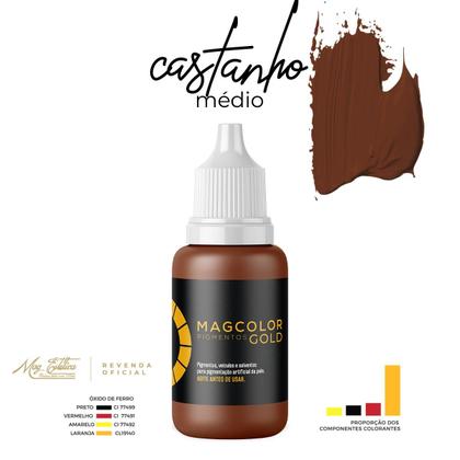 Imagem de Kit 2 Pigmentos Micropigmentação Mag Color Gold Castanho 5ml
