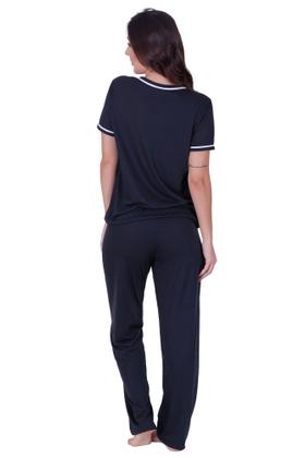 Imagem de Kit 2 Pijama Amamentação Botão Americano - c13 KIT 2 VANESSA PRETO MARINHO