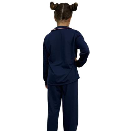 Imagem de Kit 2 Pijama Infantil Menina Inverno Blusa com Gola e Calça - c12 KIT 2 KATRINE PRETO E MARINHO