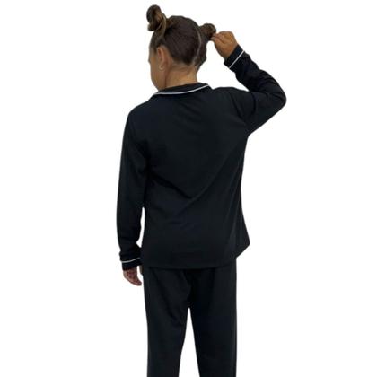 Imagem de Kit 2 Pijama Infantil Menina Inverno Blusa com Gola e Calça - c12 KIT 2 KATRINE PRETO E MARINHO