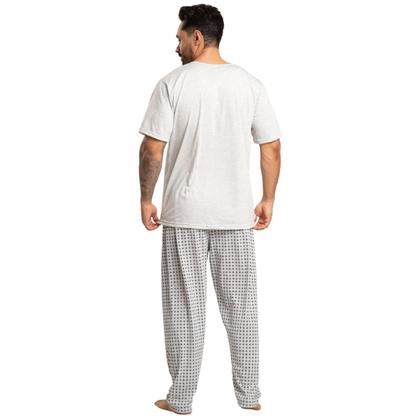Imagem de KIT 2 Pijama Masculino Com Bolso Vekyo Manga Curta Calça Longa Estampada Conforto Linha Noite