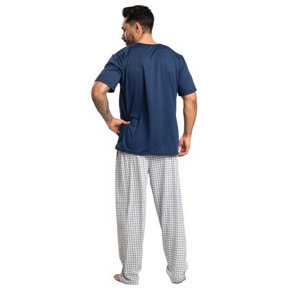 Imagem de KIT 2 Pijama Masculino Com Bolso Vekyo Manga Curta Calça Longa Estampada Conforto Linha Noite