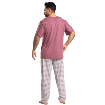 Imagem de KIT 2 Pijama Masculino Com Bolso Vekyo Manga Curta Calça Longa Estampada Conforto Linha Noite