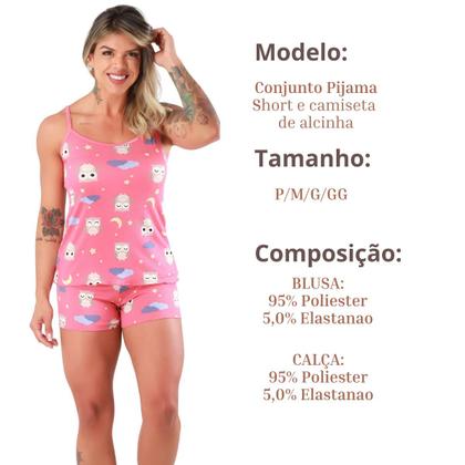 Imagem de Kit 2 Pijamas Curto Feminino Blusa e Short Doll Priscila