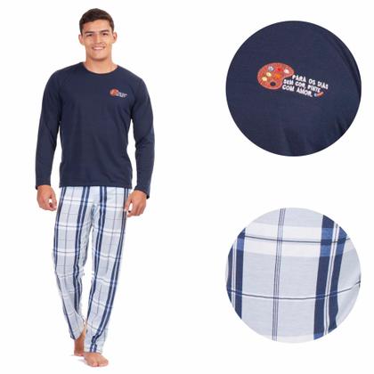 Imagem de Kit 2 Pijamas De Frio Adulto Casal Longo Feminino Masculino