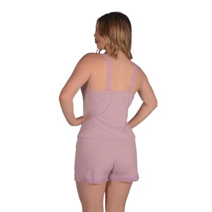 Imagem de Kit 2 Pijamas Feminino Malha Suede Canelado com Renda Baby Doll Verão Curto Rendinha Sexy Sensual Short Dool Confortável