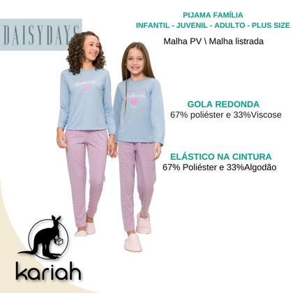 Imagem de Kit 2 Pijamas Juvenil Menina Manga Longa e Calça Azul 381112