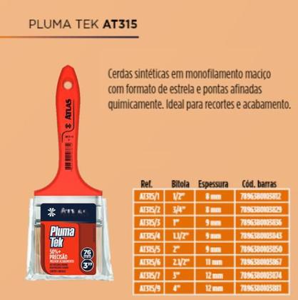 Imagem de Kit 2 Pincel Trincha Pintura Atlas At315 3 Polegadas Extra Macia PlumaTek Parede Madeira Esmalte