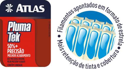 Imagem de Kit 2 Pincel Trincha Pintura Atlas At315 3 Polegadas Extra Macia PlumaTek Parede Madeira Esmalte