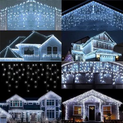 Imagem de Kit 2 Pisca Pisca Cascata 200 Lâmpadas LED Branco Frio Fixa