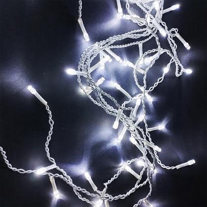 Imagem de Kit 2 Pisca Pisca Cascata 200 Lâmpadas LED Branco Frio Fixa