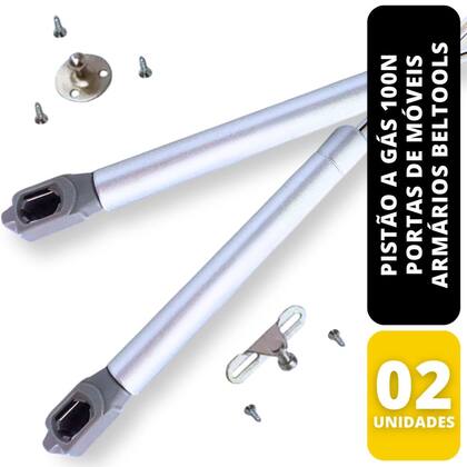 Imagem de Kit 2 Pistão à Gás Porta Móveis Abertura para Cima 100N Beltools