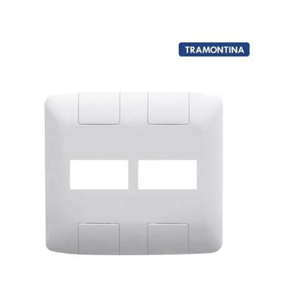 Imagem de Kit 2 Placa 2 Postos Tramontina 4x4 Em Termoplástico Aria Branca
