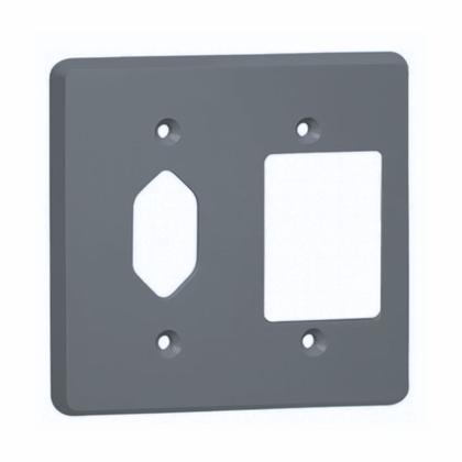 Imagem de Kit 2 Placa 4x4 Cinza 1 Tomada hexagonal + 3 Teclas Pial