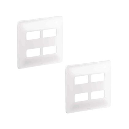 Imagem de Kit 2 Placa 4X4 P/ 4 Mód Branco Zeffia C Suporte Pial 680175
