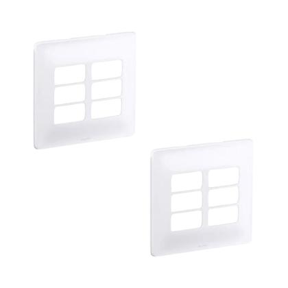 Imagem de Kit 2 Placa 4X4 P/ 6 Mód Branco Zeffia C Suporte Pial 680177