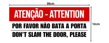 Imagem de Kit 2 Placa PS Atencao Nao Bata a Porta 30x12cm Segurança