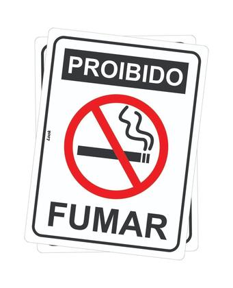 Imagem de Kit 2 Placas de Sinalização - Aviso: Proibido Fumar  15x20 cm