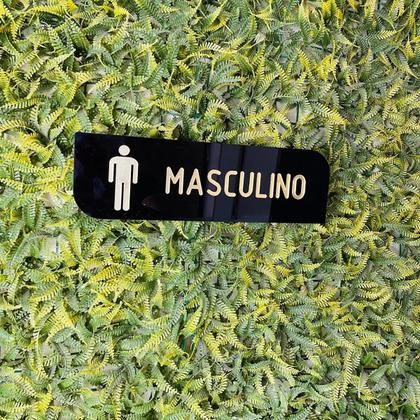 Imagem de Kit 2 Placas Wc Acrílico Preto C/ Dourado Masculino Feminino