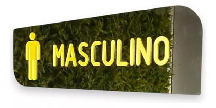 Imagem de Kit 2 Placas Wc Acrílico Preto C/ Dourado Masculino Feminino