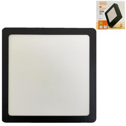 Imagem de Kit 2 Plafon Quadrado Preto Sobrepor 12w Branco Neutro 4000K