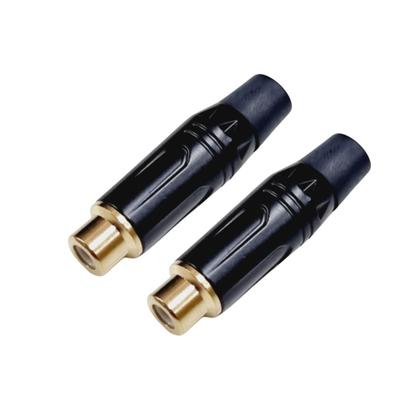 Imagem de Kit 2 Plug Rca Fêmea Profissional Preto Dourado Preto Mxt