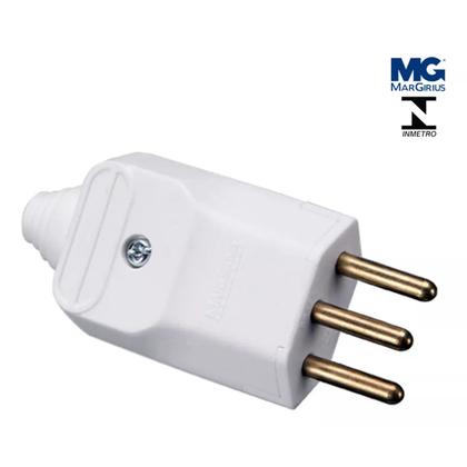 Imagem de Kit 2 plugue macho 10a 2p+t 180 250v margirius branco