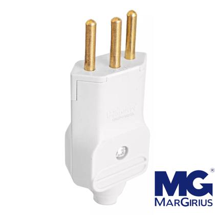 Imagem de Kit 2 plugue macho 10a 2p+t 180 250v margirius branco