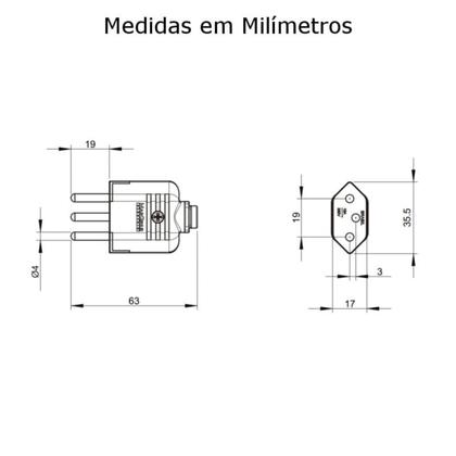Imagem de Kit 2 plugue macho 10a 2p+t 180 250v margirius branco