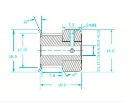 Imagem de Kit 2 Polias Gt2 20 Dentes Correia 6Mm Furo 6.35Mm Cnc 3D