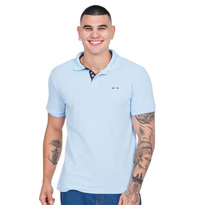 Imagem de Kit 2 Polos Masculina Básicas FMF Azul Bebe e Coral Piquet