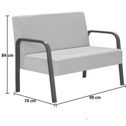 Imagem de Kit 2 Poltrona 2 Lugares Jade Braço Madeira D Salla design moderno na cor Vermelho