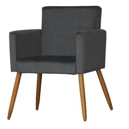 Imagem de Kit 2 Poltrona Cadeira Decorativa Suede Grafite para Escritório Recepção Sala de Estar