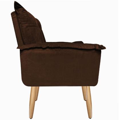 Imagem de Kit 2 Poltrona Decorativa Canoa Retrô Opala Suede Marrom para Sala de Estar Luxo Escritório Quarto