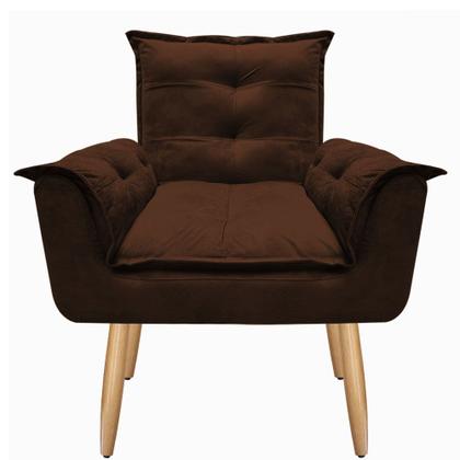 Imagem de Kit 2 Poltrona Decorativa Canoa Retrô Opala Suede Marrom para Sala de Estar Luxo Escritório Quarto